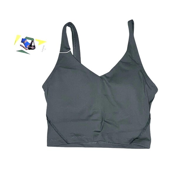 Halara V Neck Padded Spaghetti Strap Cropped Yoga Tank Top Sz XS Green - Picture 5 of 6